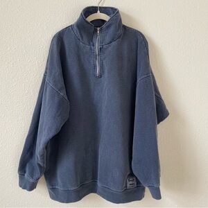 Sloppy Joe Jackie Harris Diana Zip Neck Navy Wash Size 3 Organic Cotton Oversize